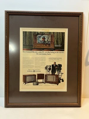 1969 General Electric Television Color assinado por John Wayne VTG anúncio impresso emoldurado  - Imagem 1 de 4