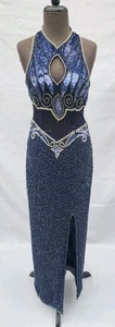 Vestido formal vintage Fantasy de Lisa Kane azul marino con cuentas talla pequeña (disfraz) - Imagen 1 de 16