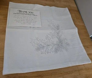 Needles N Thread Flour Sack Towels Embroidery 26" x 26" HOLLY Lot Of 3 - Picture 1 of 7