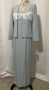 Vintage NAH NAH COLLECTION SZ 8 Petite Light Blue Beaded Long Gown & Jacket NWT - Picture 1 of 19