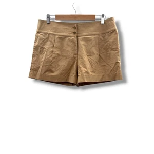 Tory Burch Shorts Size 12 Tan Stretch Waistband Pleated Casual Lightweight Chic - Picture 1 of 9