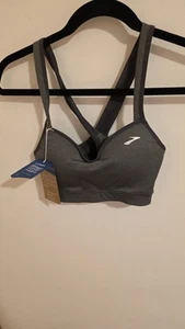 Brooks Sports Bra Size Small AB Cup CrossBack Gray NWT Workout Yoga Running Gym - Picture 1 of 10