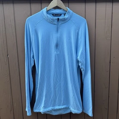 Travis Mathew Sweater Mens Large Blue Performance Golf 1/4 Quarter Zip Pullover - Image 1 of 4