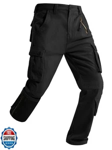 Yevtzl Men's Fleece Lined Hiking Cargo Pants, Snow Ski Winter Insulated Work - Picture 1 of 5