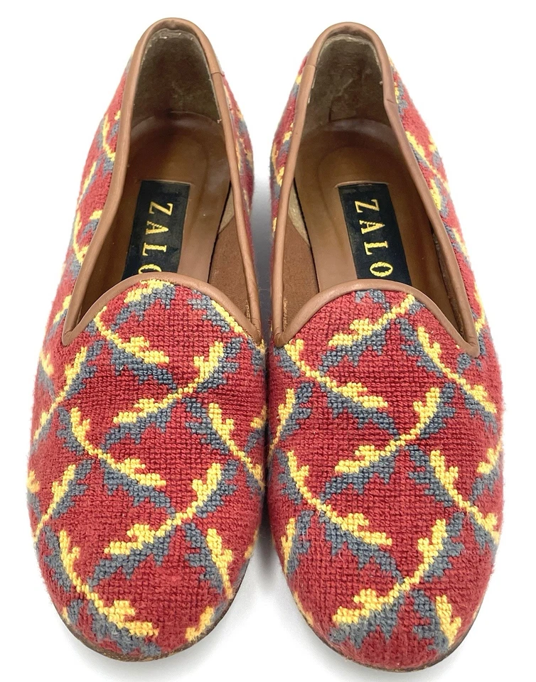 Zalo Needlepoint Vintage Loafers Women’s Shoes Size 6 Tapestry Slippers Spain - Image 1 of 4