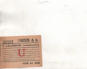 vieux Papiers.petit bulletin location de fauteuil 6,5 x 5 cm env 6Frs - Picture 1 of 2