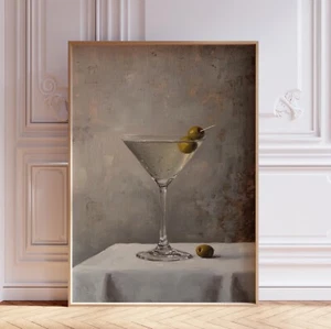 Antique Dirty Martini Cocktail Bar Drink Wall Art Print - Picture 1 of 5