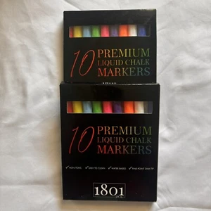 Two 10 Packs Premium Liquid Chalk Markers 1801 & Co. Bold Fine Point New - Picture 1 of 2