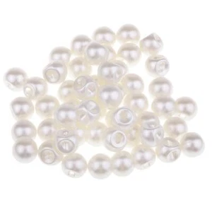 50Pcs Plastic White Plastic Pearl Buttons Sewing Craft 12mm - Picture 1 of 8