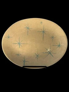 MCM Celeste Starburst Pattern Vintage Atomic Turquoise 13 X 10" Serving Platter - Picture 1 of 5