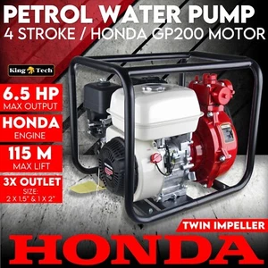 6.5HP Petrol Water Pump - Honda GP200 TWIN IMPELLER Irrigation Fire Fighting FS - Picture 1 of 16