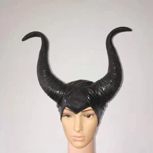 Black PVC Horn Headband Gothic Fancy Dress Devil Costume Halloween Accessory - Picture 1 of 4