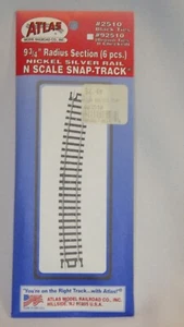 Atlas # 2510 - 9-3/4" Radius Section (6 pcs) N Scale Snap Track NEW  - NOS - Picture 1 of 6