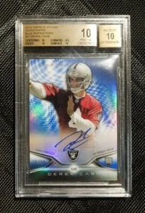 2014 Derek Carr Platinum Blue Refractor Autograph / BGS 10 Pristine 10 Auto RC - Bild 1 von 2