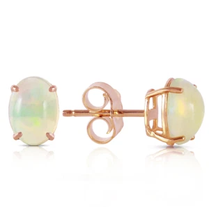 Pendientes de tachuelas de oro rosa de 14 K ópalos naturales 0,90 quilates 7x5 mm piedra preciosa 100% genuina - Imagen 1 de 4