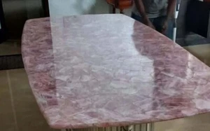 Pink Rose Quartz Countertop Desk Table Gemstone End Table Handmade Art Home Deco - Picture 1 of 7