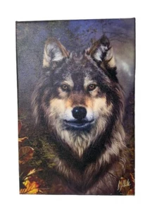 Canas Painting 12” X 8” Wolf Signed Bente Schlick - Picture 1 of 6