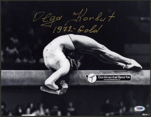 Foto firmada de Olga Korbut 11x14 + gimnasia olímpica de oro 1972 PSA/ADN AUTOGRAFIADA - Imagen 1 de 1