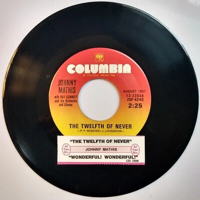 JOHNNY MATHIS: The Twelfth of Never / Wonderful! Wonderful! + Jukebox Label 12th - Image 1 of 4
