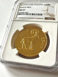 Etiopía - 1970/1978 - 600 Birr - Walia Capricornio - Moneda de oro - NGC MS67 - Imagen 1 de 6