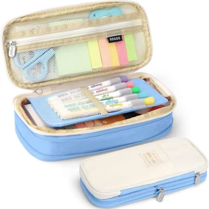 Big Capacity Pencil Pen Case Bag with Zipper Office College School Storage Large - Picture 1 of 6