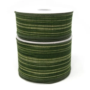 Cinta tejida con cable a rayas de hojas verdes, 1-1/2 pulgadas, 10 yardas - Imagen 1 de 3