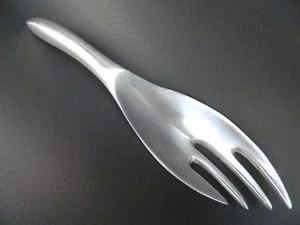 Mid Century Aluminum Serving Fork Salad Solid Vintage Polished Free Form - Picture 1 of 3