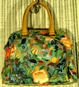 Bolso de Mano Firmado OILILY Cartera Floral Viaje Cosméticos Bolso de Mano Azul Rosa Mod Estampado - Imagen 1 de 5