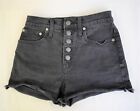 Madewell Shorts Womens Size 24; Charcoal/Black Jean Denim; Cutoff & Button Fly