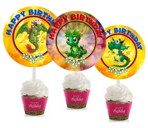 12 Dragon Cupcake Toppers for Birthday Party #1 - Picture 1 of 1