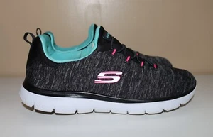Skechers Summits Quick Getaway Slip On Shoe Womens Size 8 Black Blue Pink - Picture 1 of 6