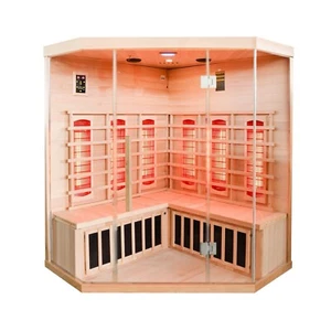 Premium 4-Person Corner Far Infrared Sauna – Wellness Relaxation Home Heat Spa - Picture 1 of 11