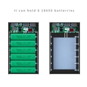 USB Power Bank Fall 6 Slots Batterie Schnellladekasten DIY Shell Kit LED Anzeige - Picture 1 of 24