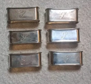 6 Vintage Reed & Barton Sterling Silver Napkin Ring Engraved Rectangular - Picture 1 of 10