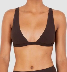 $145 Anemos Women's Brown Solid Decollete Bikini Top Swimwear Size X-Large - Picture 1 of 2