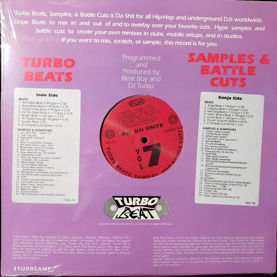 Turbo Beat-Turbo Beats, Samples, And Battle Cuts Vol. 7 Vinyl SEALED - Image 1 of 1