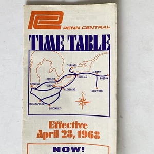 1968 Penn Central Railroad Passenger Train Schedule Time Table Mod 60s Type - Picture 1 of 5