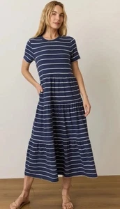 marine lagenlook Sadie Vintage Slub Midikleid m - Bild 1 von 9