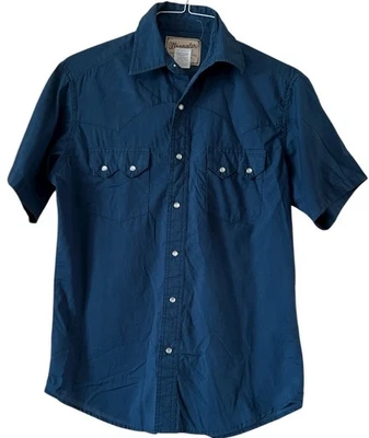 Camisa vaquera de manga corta de mezclilla a presión de moda occidental Wrangler para hombre talla mediana Foto 1 de 4