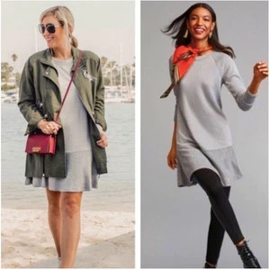 CABI Flashdance Felpa Abito Maglia Pile XS 3459 Grigio Grigio Manica Lunga Donna - Foto 1 di 9