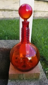 HTF Vintage MCM Blenko Joel Myers 6711s Family Amberina Coil Neck Decanter NM - Picture 1 of 17