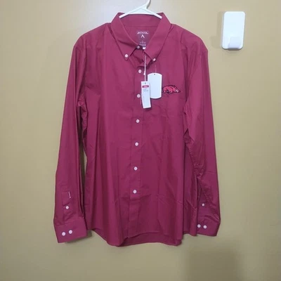 NWT Antigua Arkansas Razorbacks Long Sleeve Button Down Shirt L - Image 1 of 4