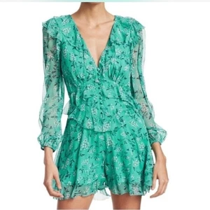 Zimmermann Moncur Seidenkleid mit Blumenmuster und Rüschen in Türkis Größe 2 türkis Kleid - Bild 1 von 3