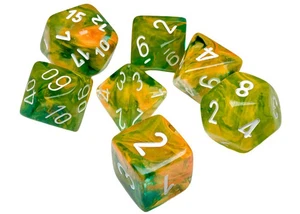 Chessex - Set 7 Dadi Nebulosa Poliedrica - Primavera Luminare Bianco - Foto 1 di 4
