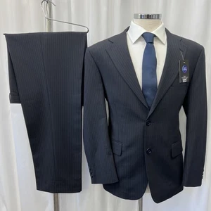 M&S Tailoring Navy Suit 2 Piece Wool Blend C40S W34 L31 Machine Washable Formal - Picture 1 of 19