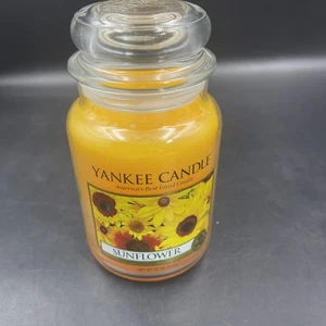 Vela Yankee retirada etiqueta blanca girasol 22 oz tarro grande NUEVO stock antiguo - Imagen 1 de 5