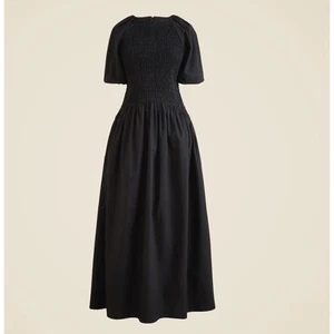 J.Crew Meadow Dress WMNS Tall MT Black Cotton Poplin Smocked A-Line Puff Sleeve - Picture 1 of 7