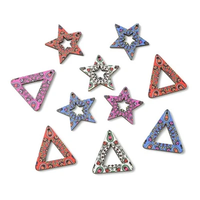 Colgante triángulo estampado para pendientes collar joyería hágalo usted mismo con dije de madera estrella 40 un. Foto 1 de 4