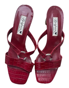 Brighton taglia 10M sandalo donna rosso in pelle di coccodrillo goffrato Made in Italy - Foto 1 di 6