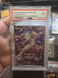 2022 MEWTWO V #229 POKEMON GO ETB BLACK STAR PROMO PSA 9 - Picture 1 of 2